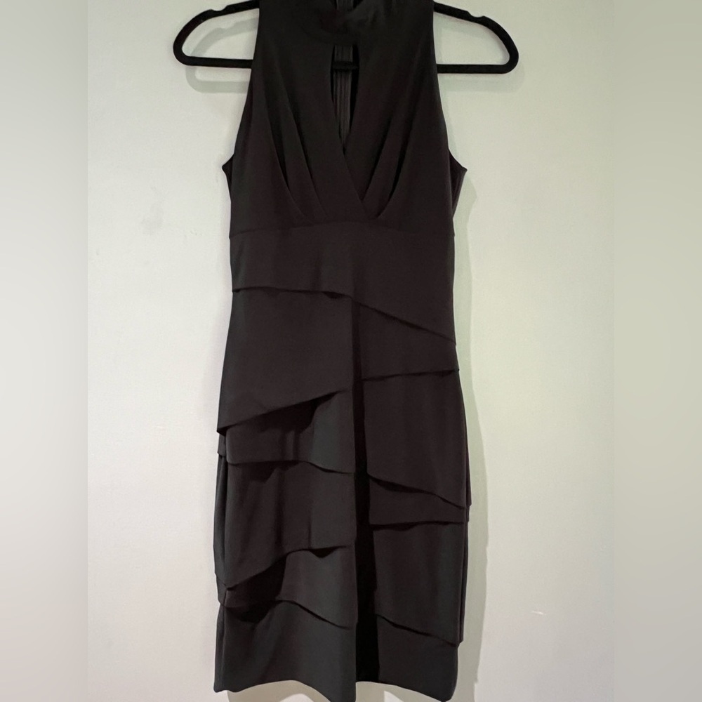 White House Black Market Mock Neck Black Instantly Slimming Dress Size 2